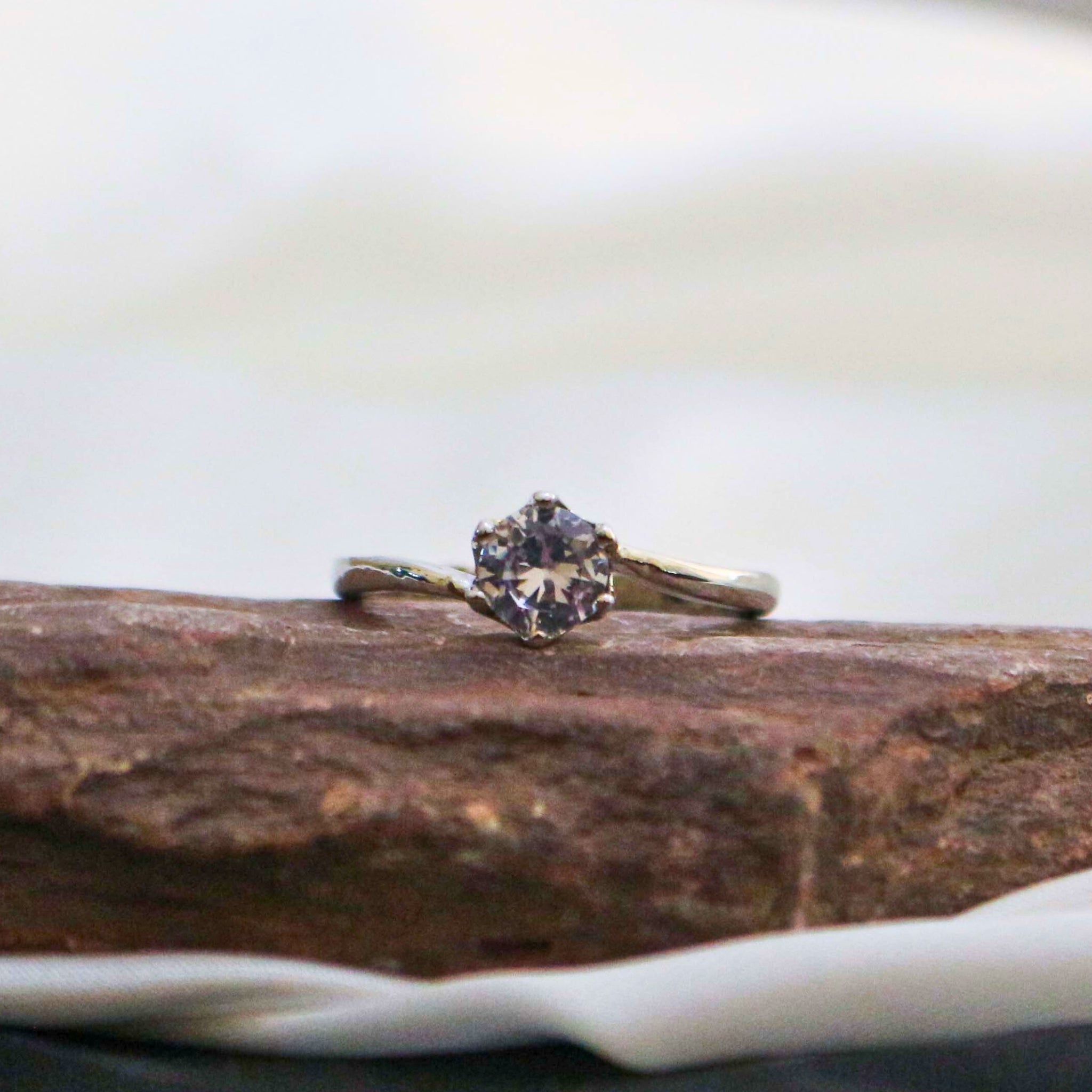 Silver ring with clear gemstone