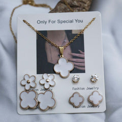 Jewelry set with necklace, earrings, and pendants
